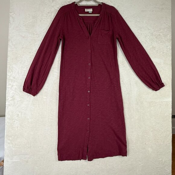 Anthropology Long Sleeve Button-Front Midi Dress Woman XL Wine Burgundy - Picture 1 of 9